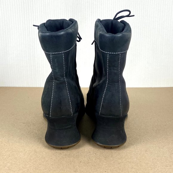 Timberland Leather Wedge Boot Womens 9.5 Black Lace Up - Picture 4 of 10